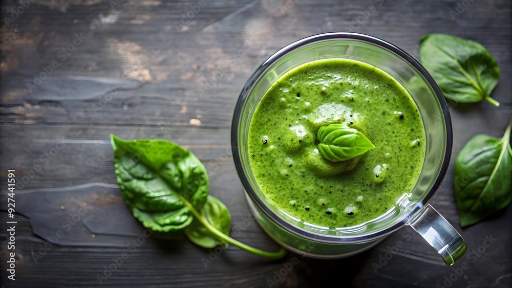 Green fresh smoothie blended in blender, top view , healthy, refreshing, organic, drink, nutrition, wellness, detox, beverage Green fresh smoothie blended in blender, top view , healthy, refreshing, organic, drink, nutrition, wellness, detox, beverage