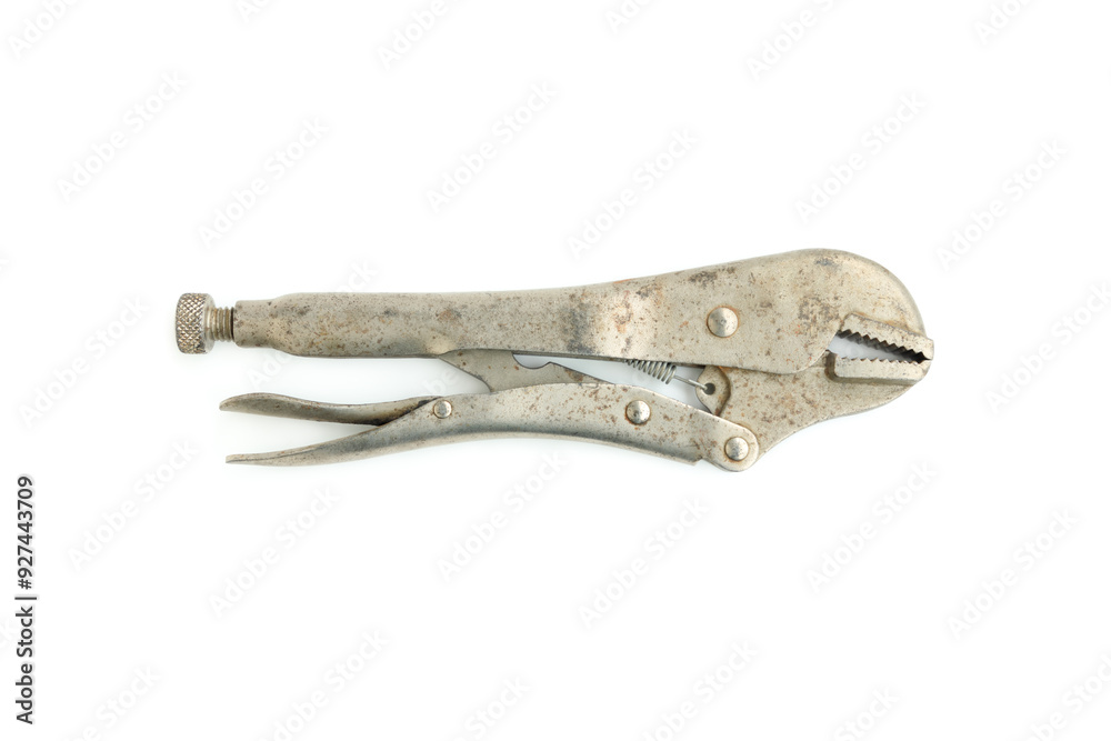 Locking pliers isolated on white background, Chrome metal Locking pliers Locking pliers isolated on white background, Chrome metal Locking pliers