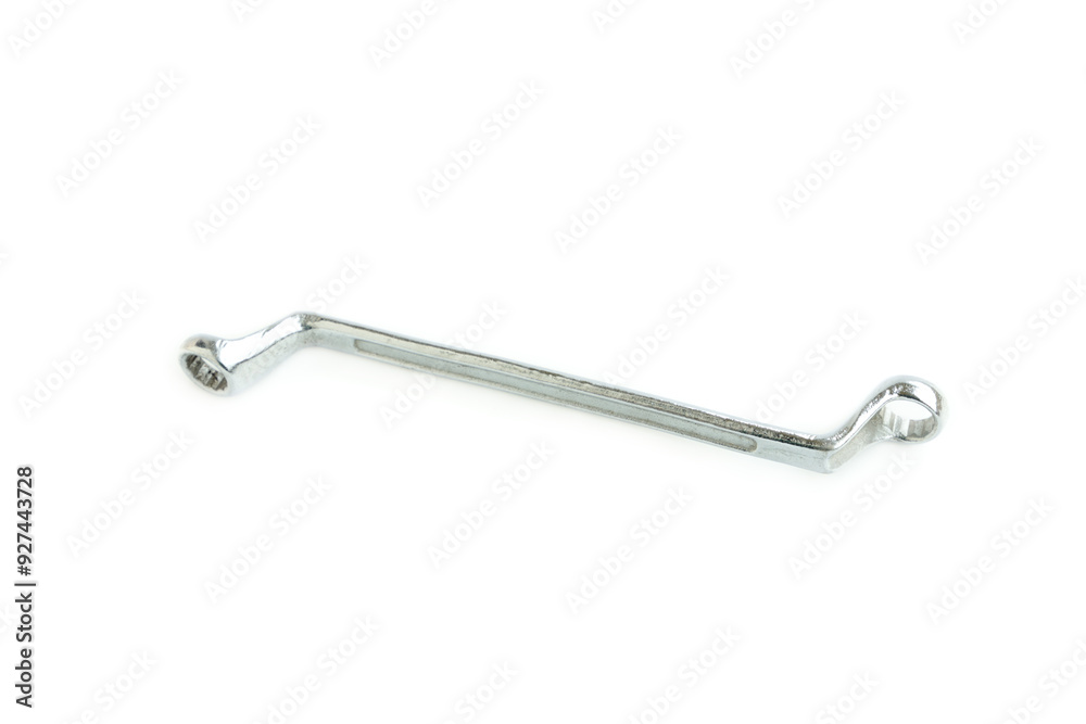 Metal wrench isolated on white background, Chrome metal spanner Metal wrench isolated on white background, Chrome metal spanner