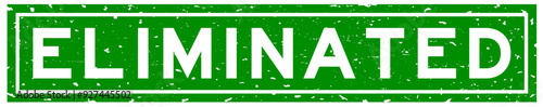 Grunge green eliminated word square rubber seal stamp on white background