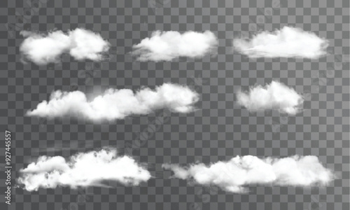 Set of transparent different clouds. Vector.