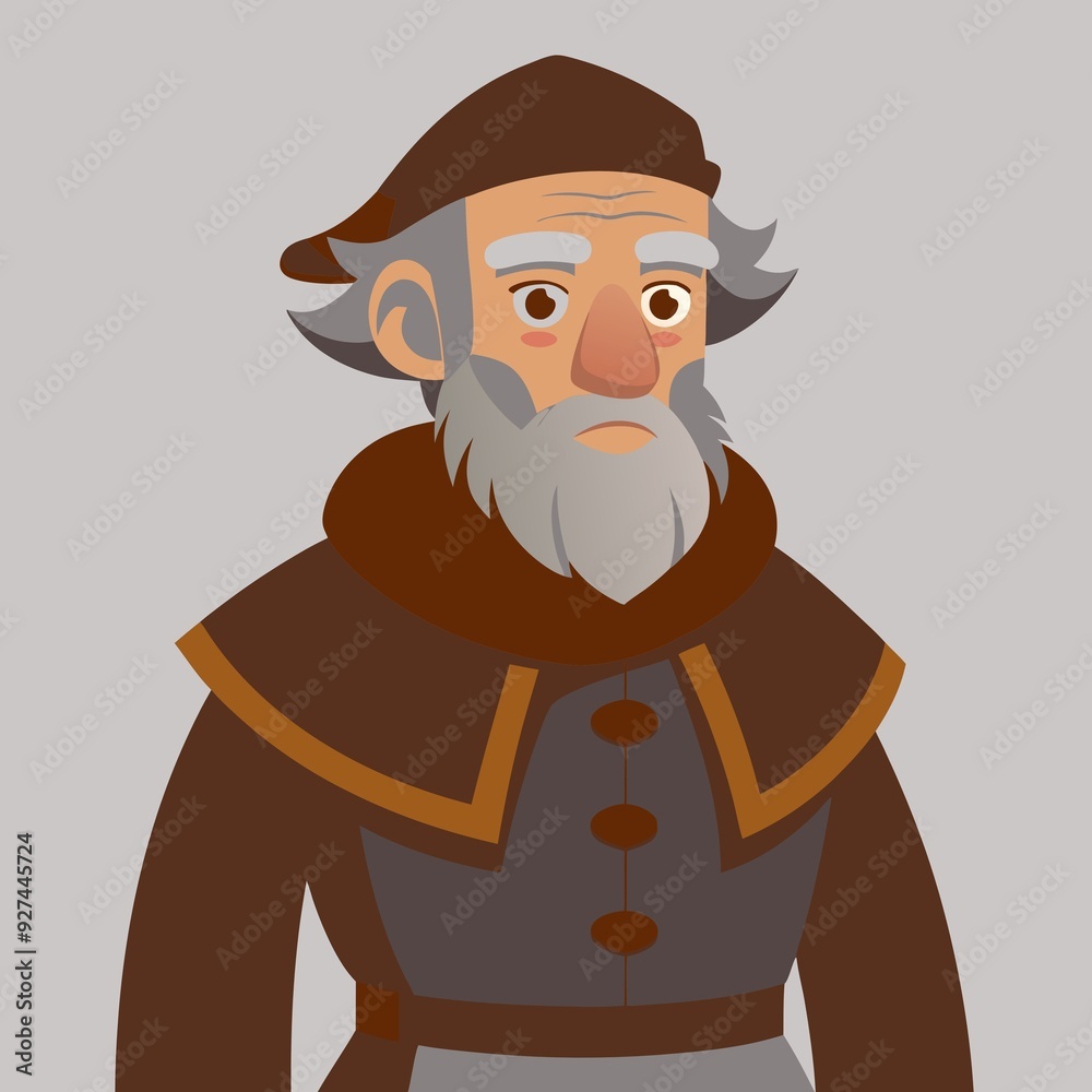 an elderly man with a beard in a panama hat and in the historical clothes of a long-distance captain an elderly man with a beard in a panama hat and in the historical clothes of a long-distance captain