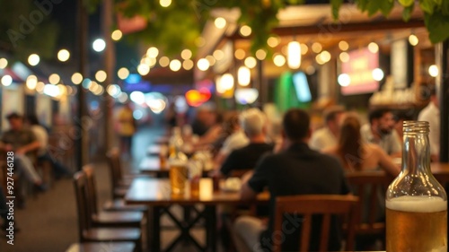 Outdoor Thai Street Bar with Bokeh Background