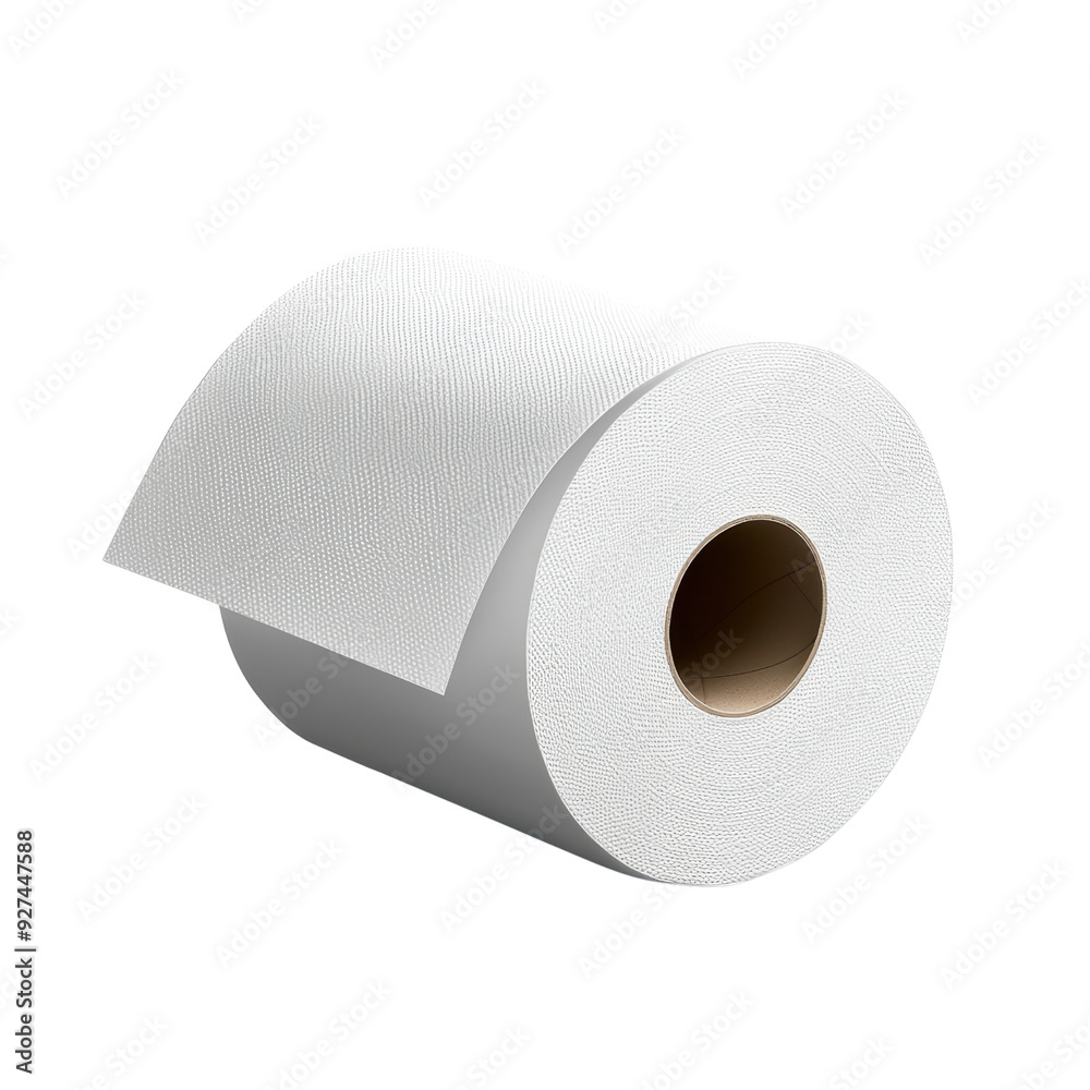 A roll of toilet paper is shown on a transparent background A roll of toilet paper is shown on a transparent background