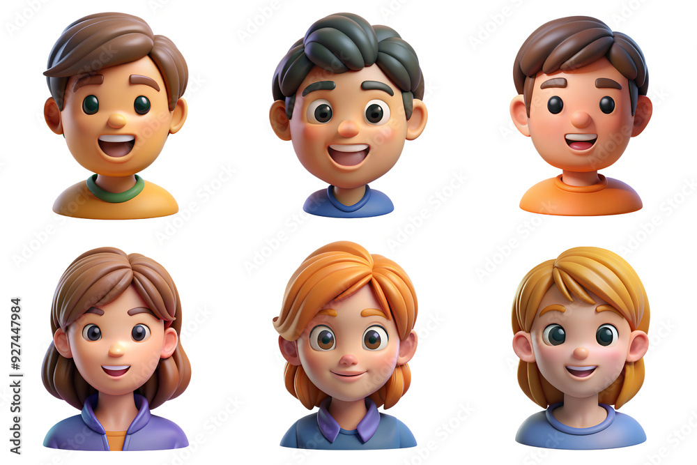 3D Cartoon Character Portrait Illustration Set 3D Cartoon Character Portrait Illustration Set