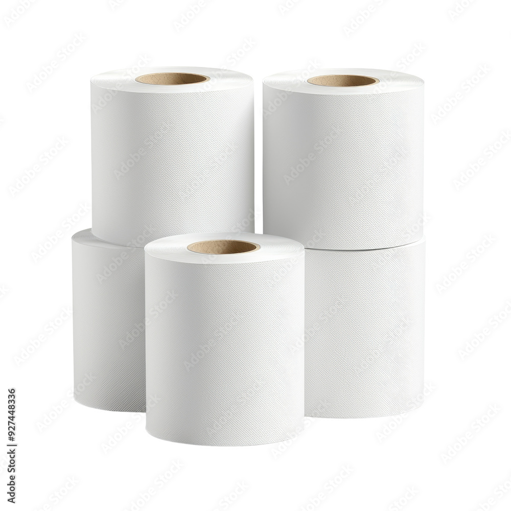 Four rolls of toilet paper are stacked on top of each other