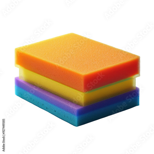 A stack of colorful foam sponges