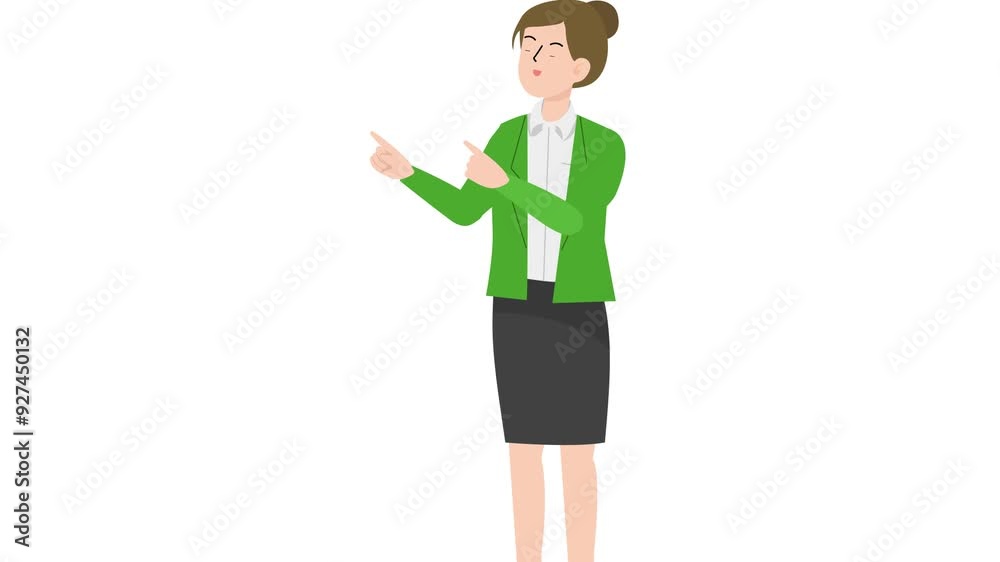Business woman pointing both hands in left side Business woman pointing both hands in left side