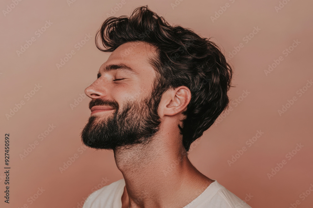 A close up of a man's face with her eyes closed A close up of a man's face with her eyes closed