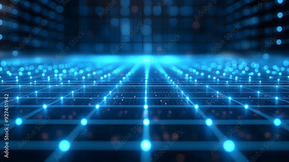 Abstract Blue Grid Network Technology Background Abstract Blue Grid Network Technology Background