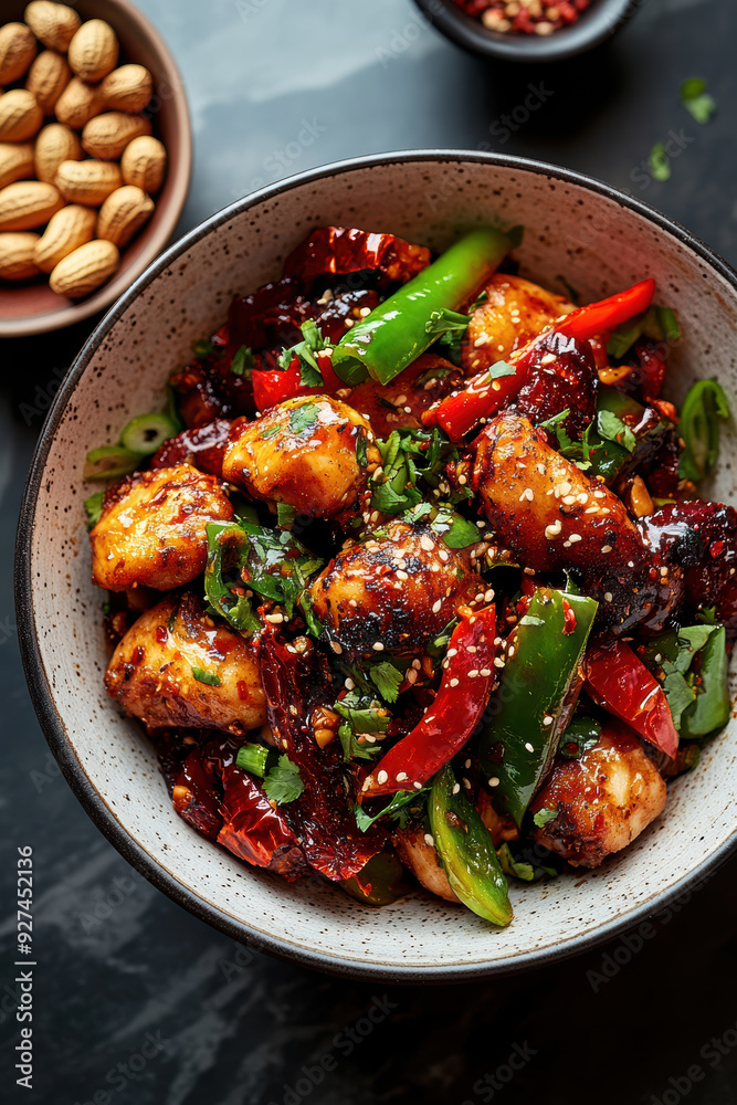 Chinese Kung Pao chicken. AI generative. Chinese Kung Pao chicken. AI generative.