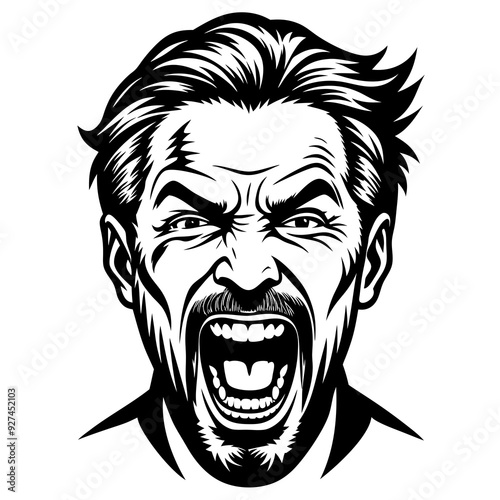 man's face with a triumphant expression