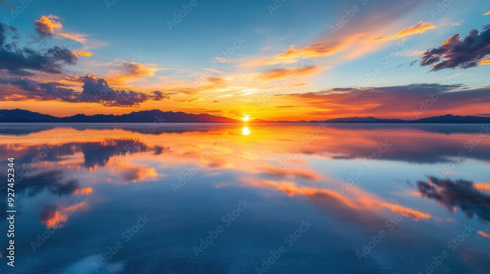 Fototapeta premium sunset over the lake