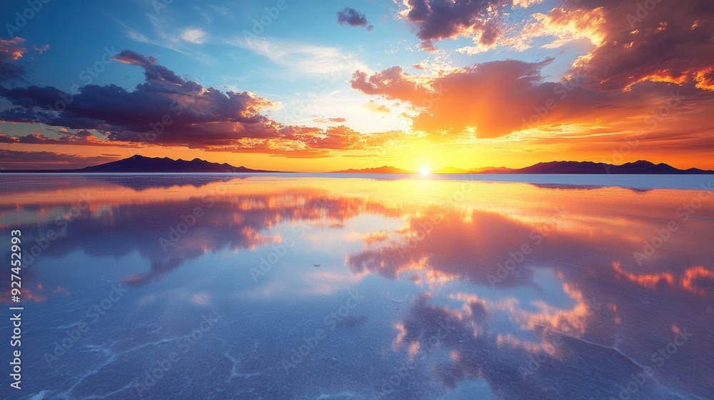 Fototapeta premium sunset over the lake