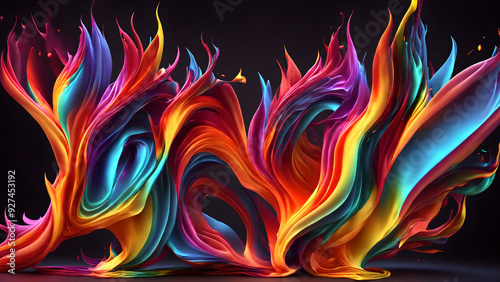 Rainbow Flames Dance Colorful background 3d wallpaper