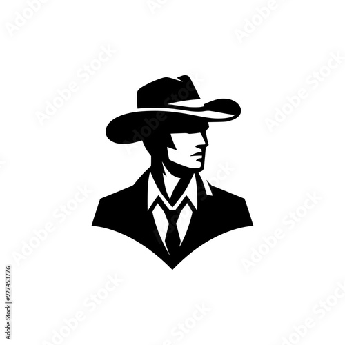 handsome cowboy gorgeous logo vector illustration template design