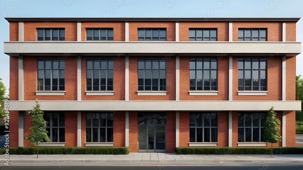 Brick Building with Large Windows. Brick Building with Large Windows.