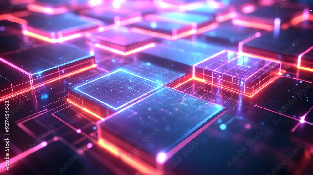 Abstract Neon Lights Digital Network Background Abstract Neon Lights Digital Network Background