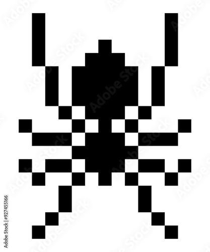 pixel art spider game 8 bit cartoon animal icon logo. black spider pictogram icon.