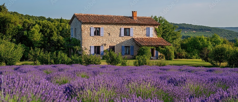 Beautiful Farmhouse Surrounded By Lavender Fields Beautiful Farmhouse Surrounded By Lavender Fields