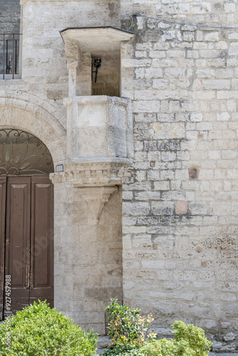 monumental travertine pulpit at Priori square, Narni, Italy photo