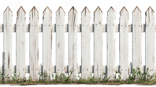 A clean, white wooden fence with a classic picket design, surrounding a garden space, enhancing outdoor aesthetics.