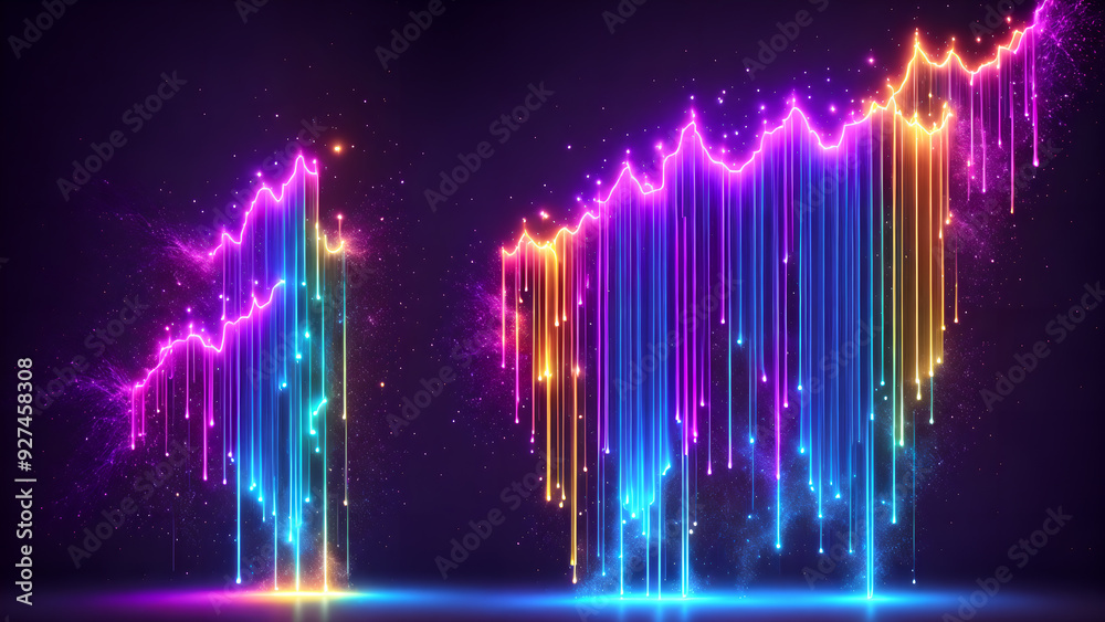 cascade of neon sparks falling like a waterfall background 3d wallpaper cascade of neon sparks falling like a waterfall background 3d wallpaper