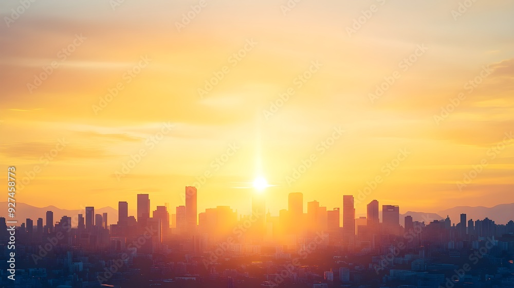 City Skyline Sunset Golden Hour Urban Landscape City Skyline Sunset Golden Hour Urban Landscape