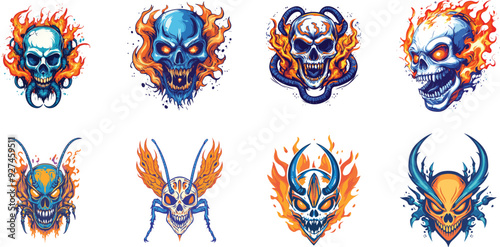 animal head vector with burning fire