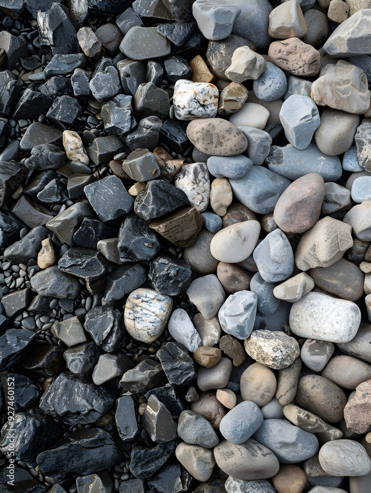 Metallic gravel, big rocks gradually changing to small gravel from left to right Metallic gravel, big rocks gradually changing to small gravel from left to right