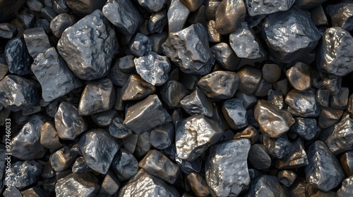 Wallpaper Mural Metallic gravel, big rocks gradually changing to small gravel from left to right Torontodigital.ca