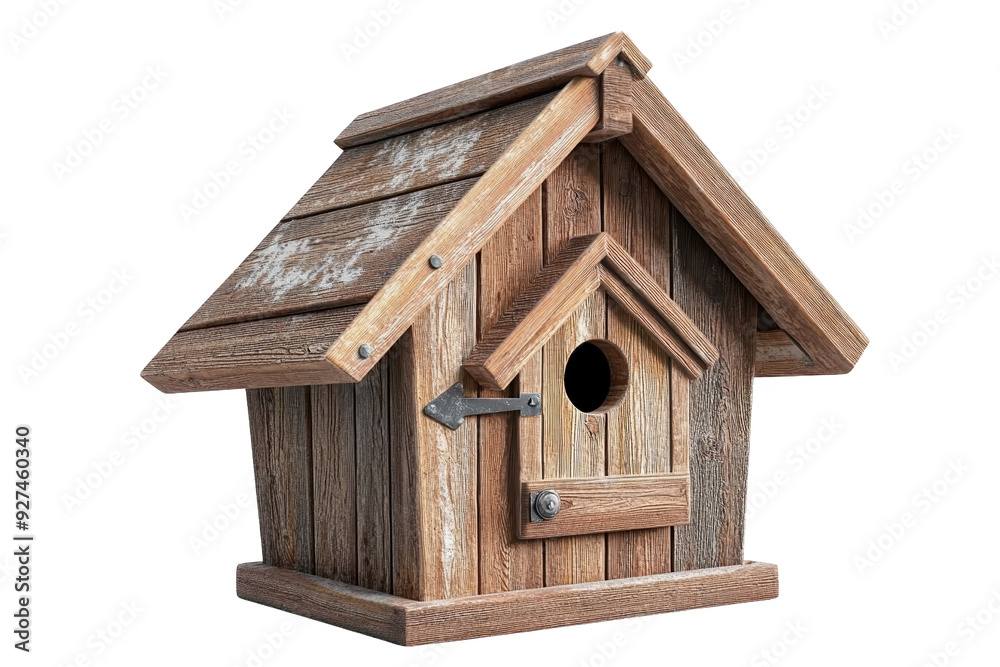 A rustic wooden birdhouse with a charming design, perfect for garden decor and attracting birds to your outdoor space. A rustic wooden birdhouse with a charming design, perfect for garden decor and attracting birds to your outdoor space.