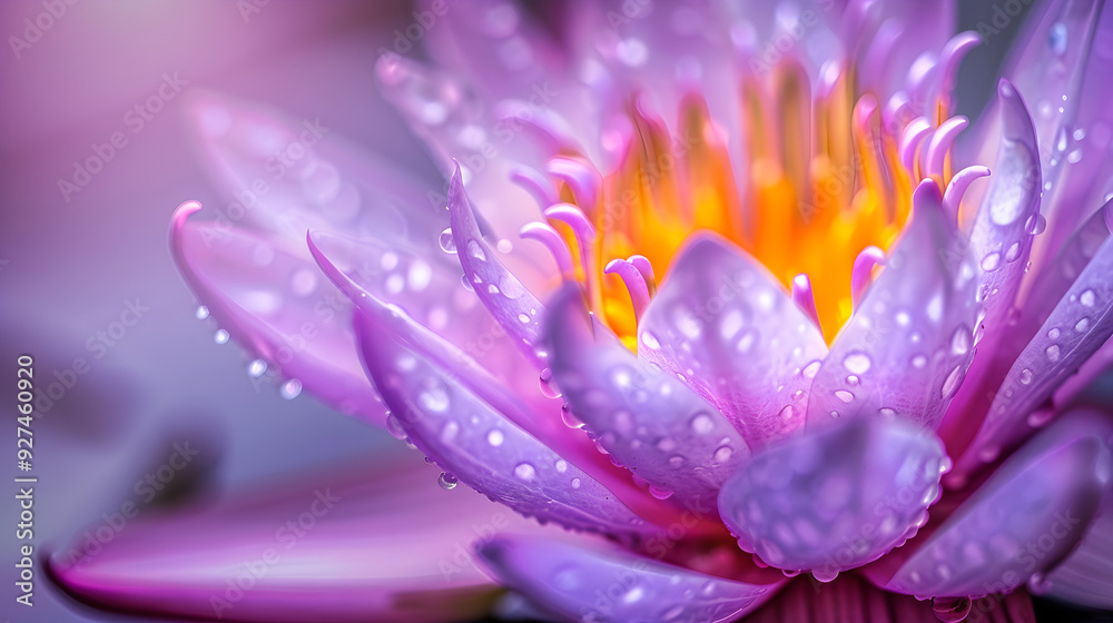 close up dew on purple lotus flower close up dew on purple lotus flower