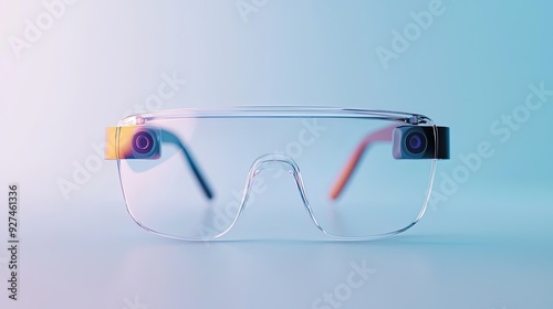 Smart glasses, augmented reality interface and transparent lenses, 3D illustration