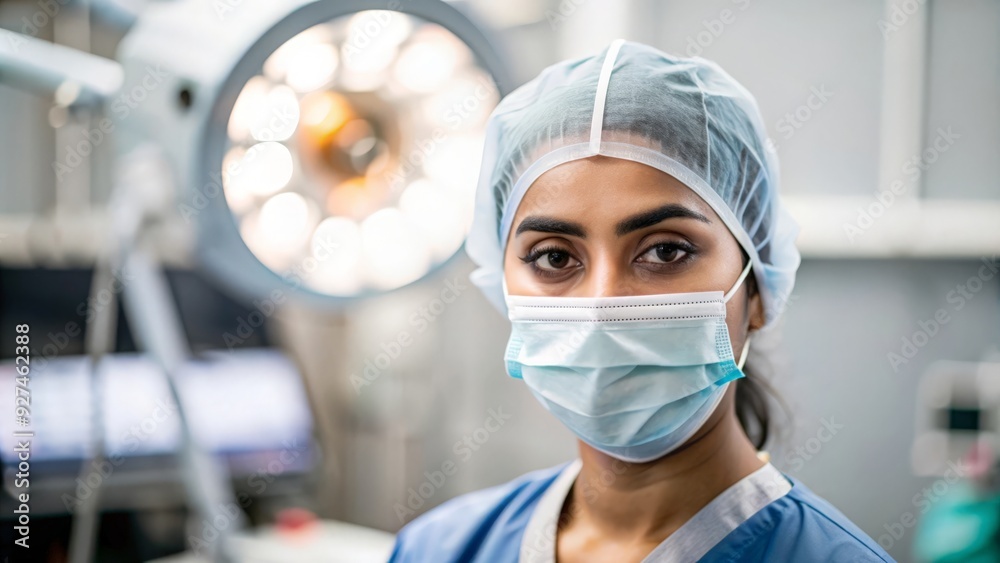Indian Surgeon in Operating Room - Indian female surgeon wearing scrubs and a surgical mask, preparing for an operation in a sterile environment, conveying professionalism and focus.
Indian Surgeon in Operating Room - Indian female surgeon wearing scrubs and a surgical mask, preparing for an operation in a sterile environment, conveying professionalism and focus.