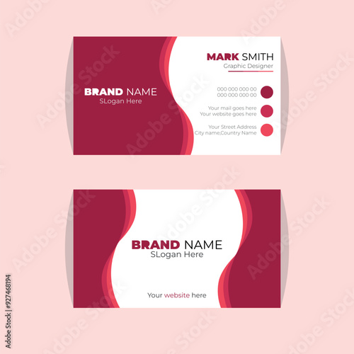 Minimal wavy modern business card design with luxury look, creative horizontal ready to print design