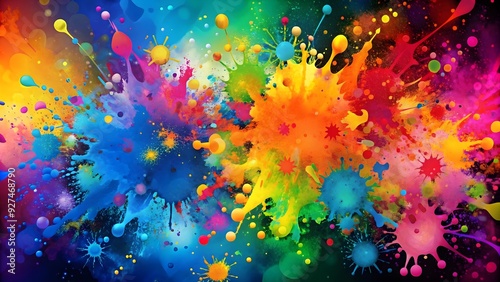 Abstract splatter background in vibrant colors , paint, artistic, creativity, messy, texture, vibrant, colorful, design