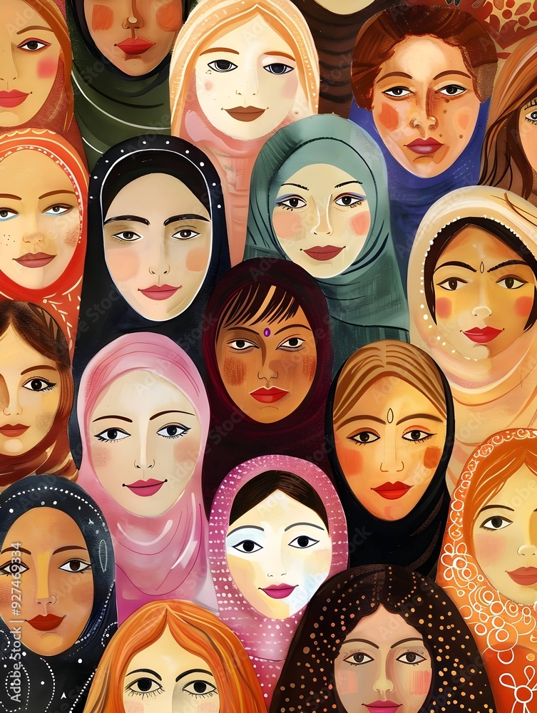 Women's Equality Day, Girls power, diversity, feminism, concept with diverse women faces. Many diverse women of different ages, nationalities and religions come together. Women's Equality Day, Girls power, diversity, feminism, concept with diverse women faces. Many diverse women of different ages, nationalities and religions come together.