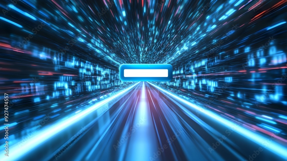 Futuristic Blurry Light Tunnel of Digital Technology and Rapid Motion Futuristic Blurry Light Tunnel of Digital Technology and Rapid Motion
