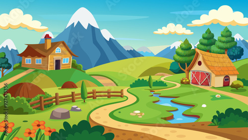 wonderful a beautiful rural setting vector illustration