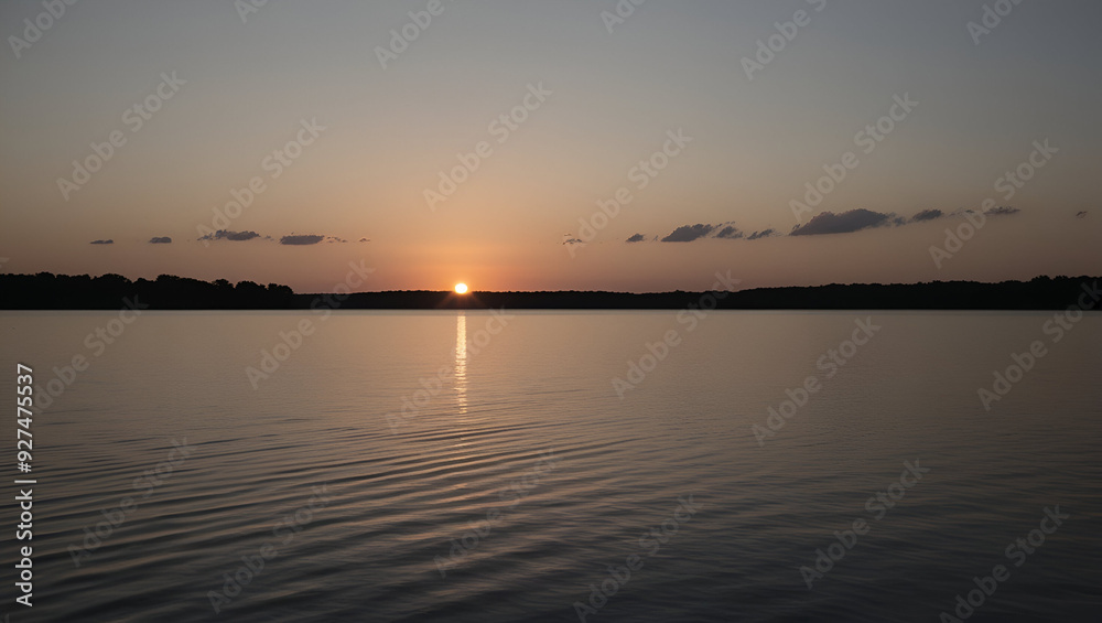 Evening Tranquility: The Beauty of a Quiet Lake at Sunset Evening Tranquility: The Beauty of a Quiet Lake at Sunset