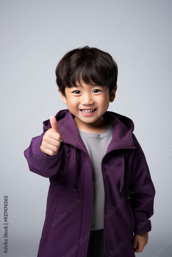 young Asian kid wearing a purple outfit, isolated on a white isolated background young Asian kid wearing a purple outfit, isolated on a white isolated background