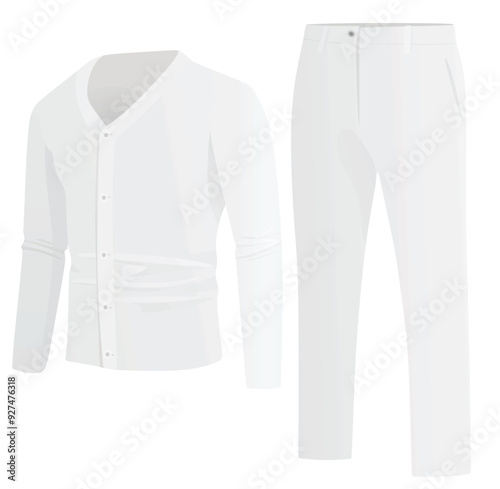 Long sleeve t shirt and chino pants. vector