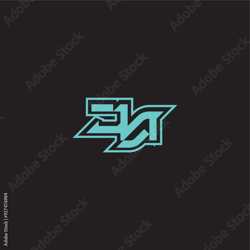 blue esport dynamic gaming monogram logo letter sporty and bold concept JA