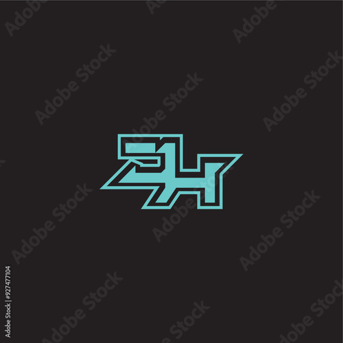 blue esport dynamic gaming monogram logo letter sporty and bold concept JH