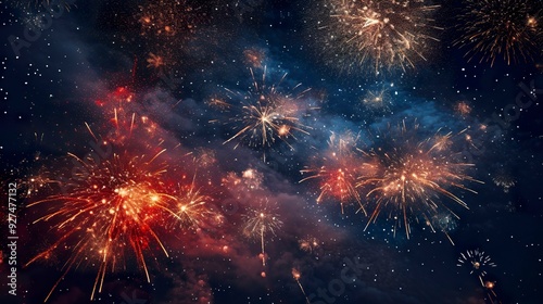 A photo of a firework burst with stars