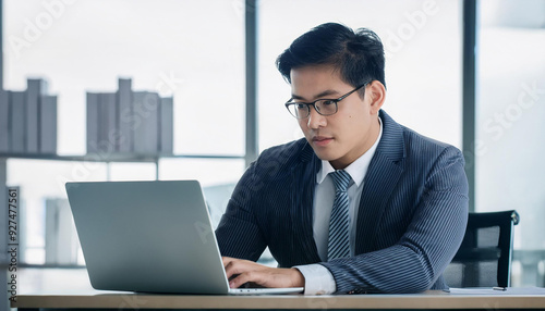 businessman working on laptop in office