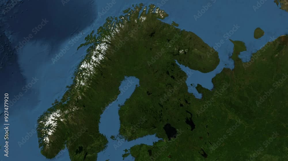 Zoom from Earth to Finland. (No Border) World map province animation with highlighted borders of countries. Images from NASA