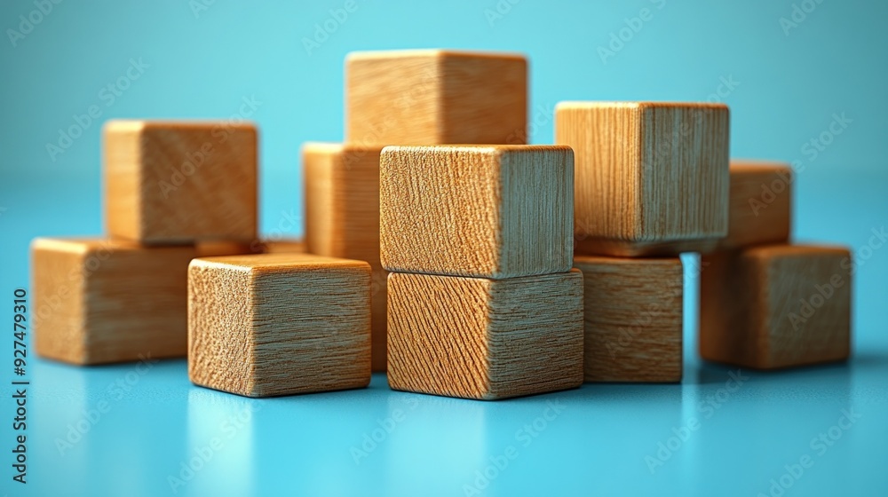 Children's building blocks stacked playfully on a bright, colorful surface Children's building blocks stacked playfully on a bright, colorful surface