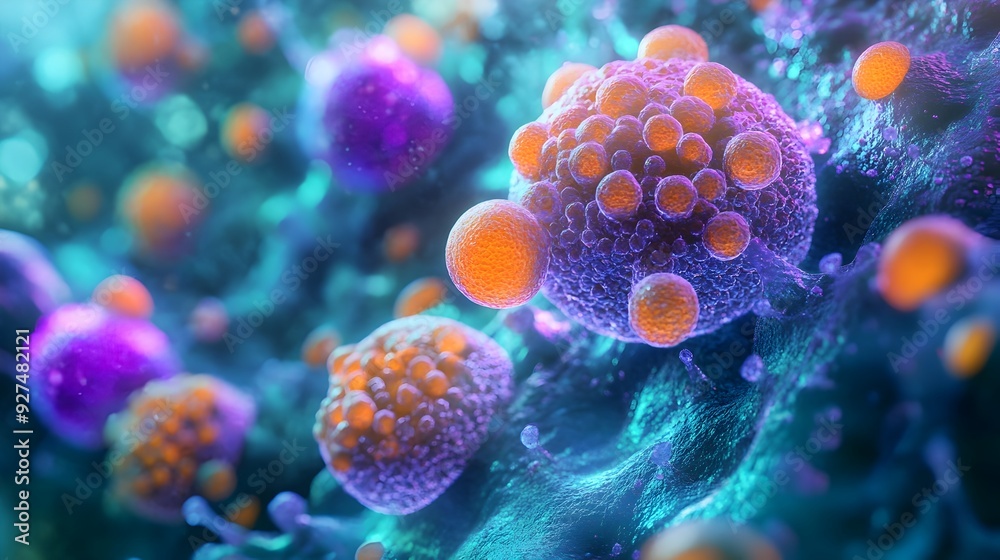 Vibrant Microscopic Cellular Structures with Psychedelic Color Patterns Vibrant Microscopic Cellular Structures with Psychedelic Color Patterns